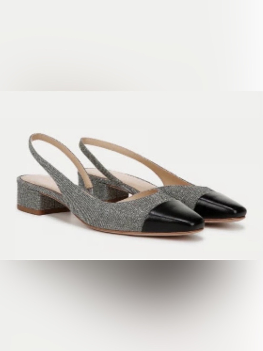 Veronica Beard Metallic Slingback Heels with Black Cap Toe